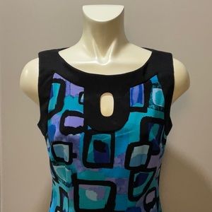 Colour block key hole dress